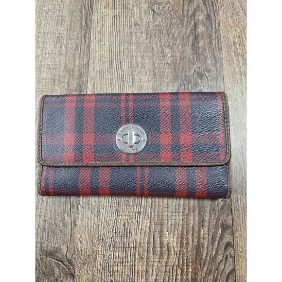 Tommy Hilfiger North South Wallet Vintage 2000s Y2k Navy Red Nautical Plaid - Picture 1 of 4